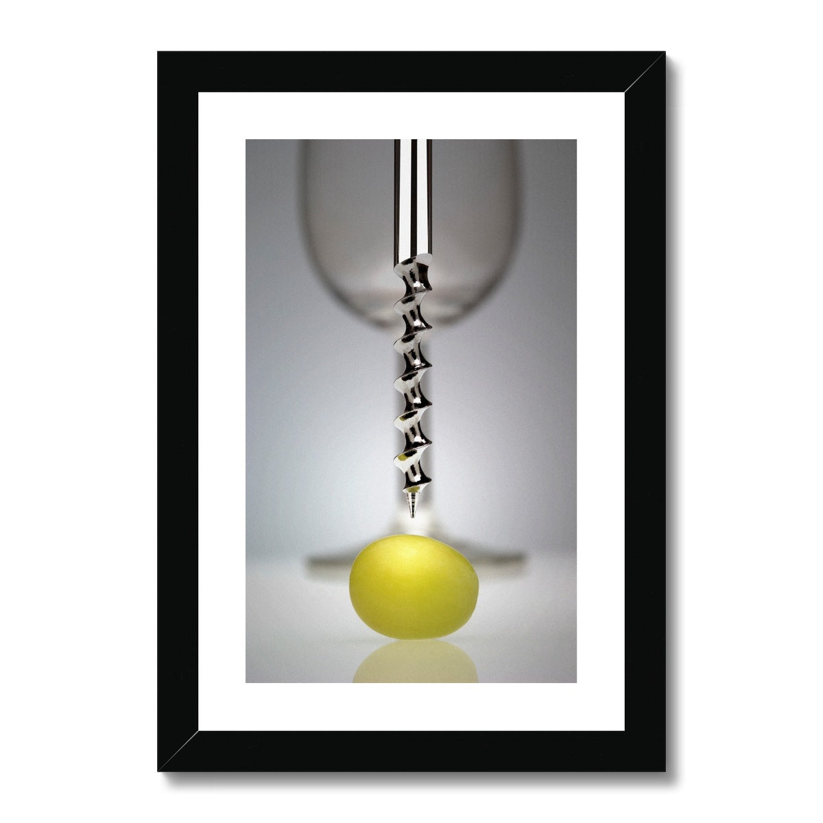 Corkscrew, grape, and wine glass Framed & Mounted Print