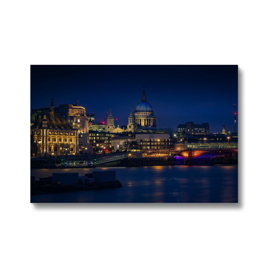 St Pauls Cathedral, Blackfriars Bridge, River Thames and London skyline at dusk. Canvas