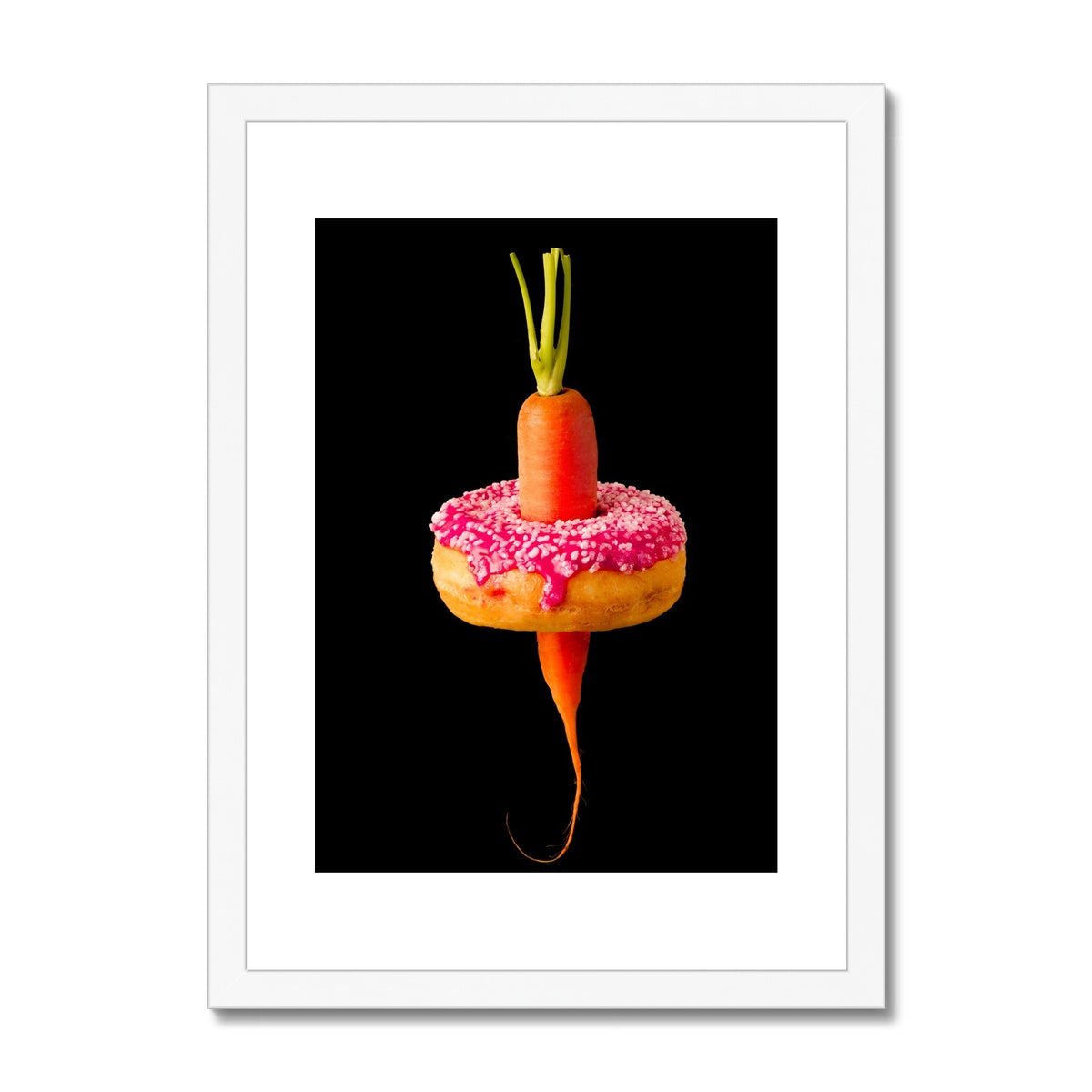 Carrot and Doughnut dilemma!  Framed & Mounted Print