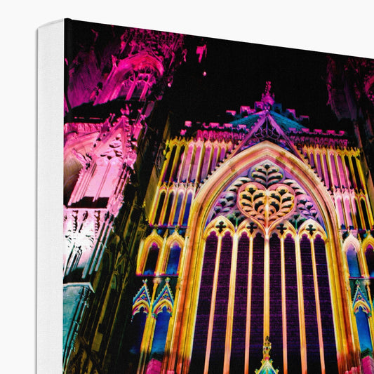 West front of York Minster, Illuminating York Festival. Canvas