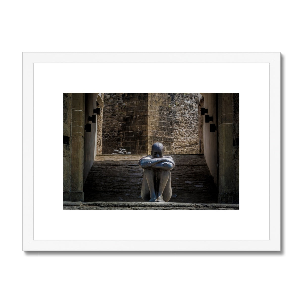 Antony Gormley HUMAN sculpture exhibition at  Forte di Belvedere, Florence, Italy Framed & Mounted Print