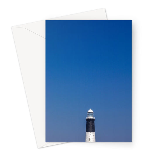 Top of a lighthouse against blue sky Greeting Card