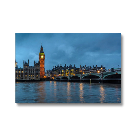 Big Ben and Houses of Parliament at dusk, Westminster, London. Canvas