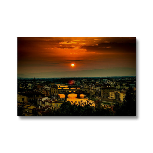Ponte Vecchio at sunset and the river Arno. Florence, Italy. Canvas