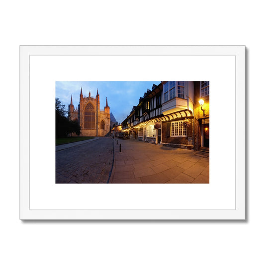 York Minster and St Williams College at dusk. York UK Framed & Mounted Print