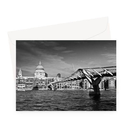 Millennium Bridge and St Pauls Cathedral, London. Greeting Card