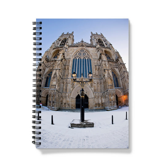 Fish eye shot of the West front of York Minster in snow Notebook