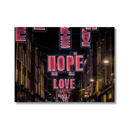 Hope and Love Christmas illuminations in Carnaby Street, London, UK. Canvas