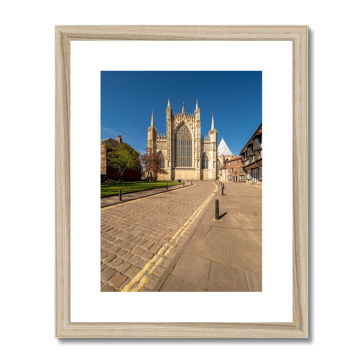 The Great East Window of York Minster seen from College Street,York. UK Framed & Mounted Print