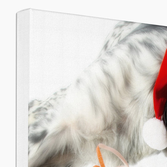 Sleeping dog after Christmas party Canvas