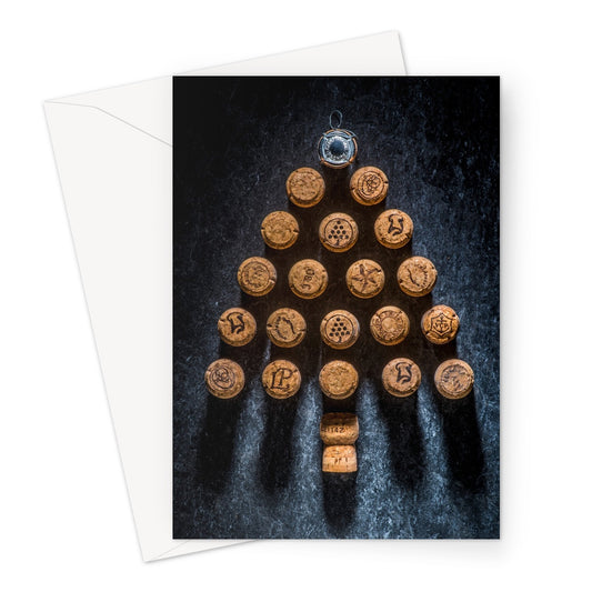 Champagne Corks Christmas Tree Greeting Card
