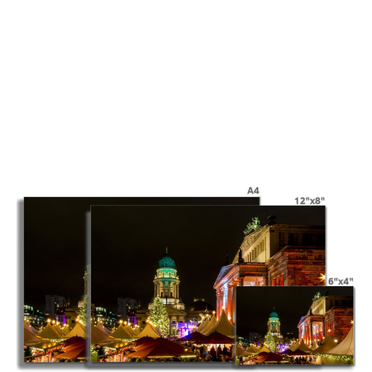 Weihnachtszauber Christmas  Market at the Gendarmenmarkt at night, Berlin, Germany Fine Art Print