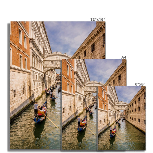 Gondolas passing under the Bridge of sighs. Venice. Italy. Fine Art Print