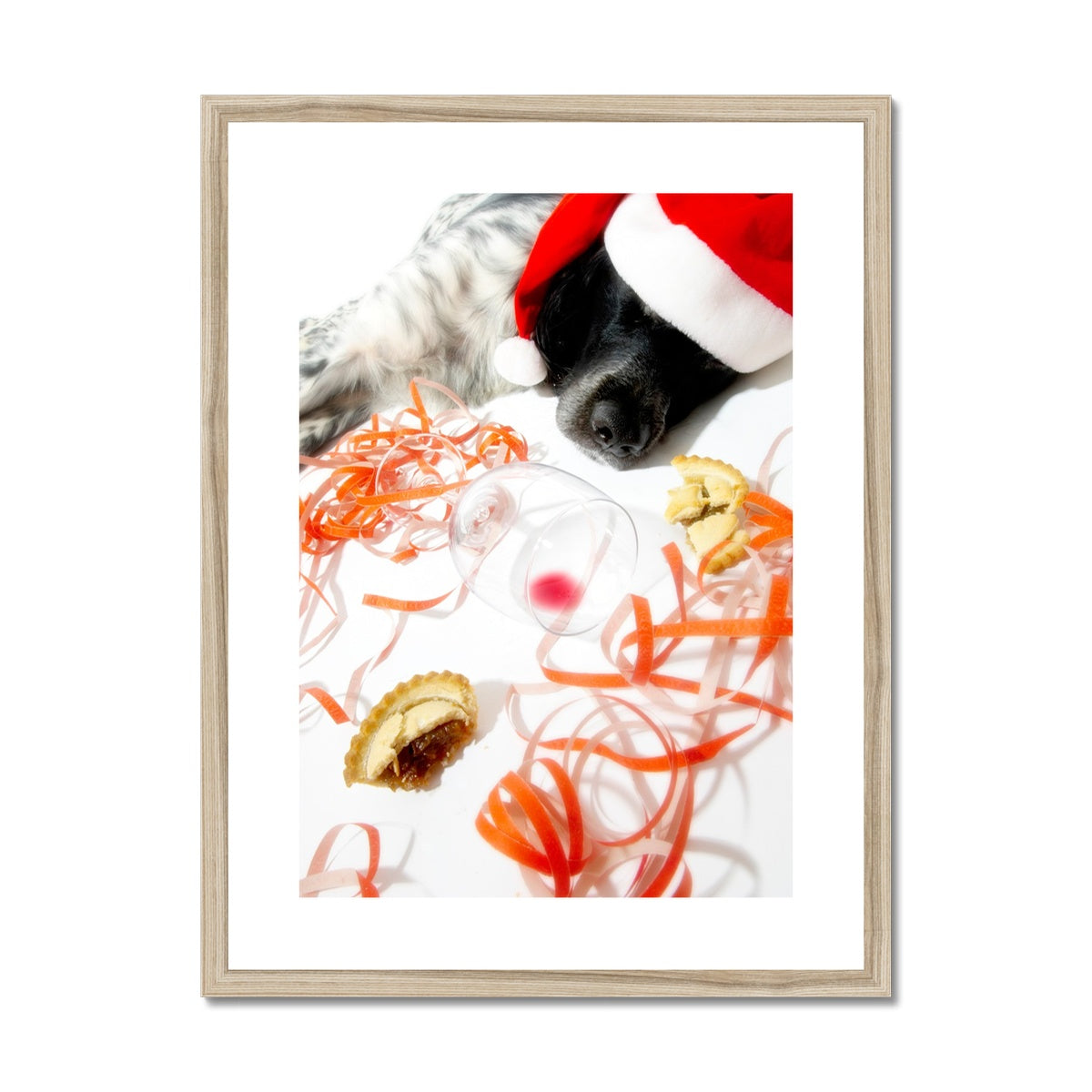 Sleeping dog after Christmas party Framed & Mounted Print