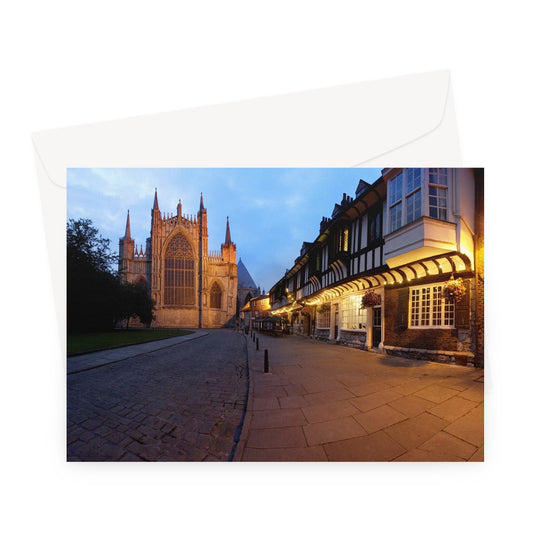 York Minster and St Williams College at dusk. York UK Greeting Card