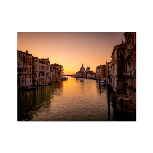 Grand Canal with Santa Maria della Salute in the distance at sunrise. Venice, Italy. Fine Art Print