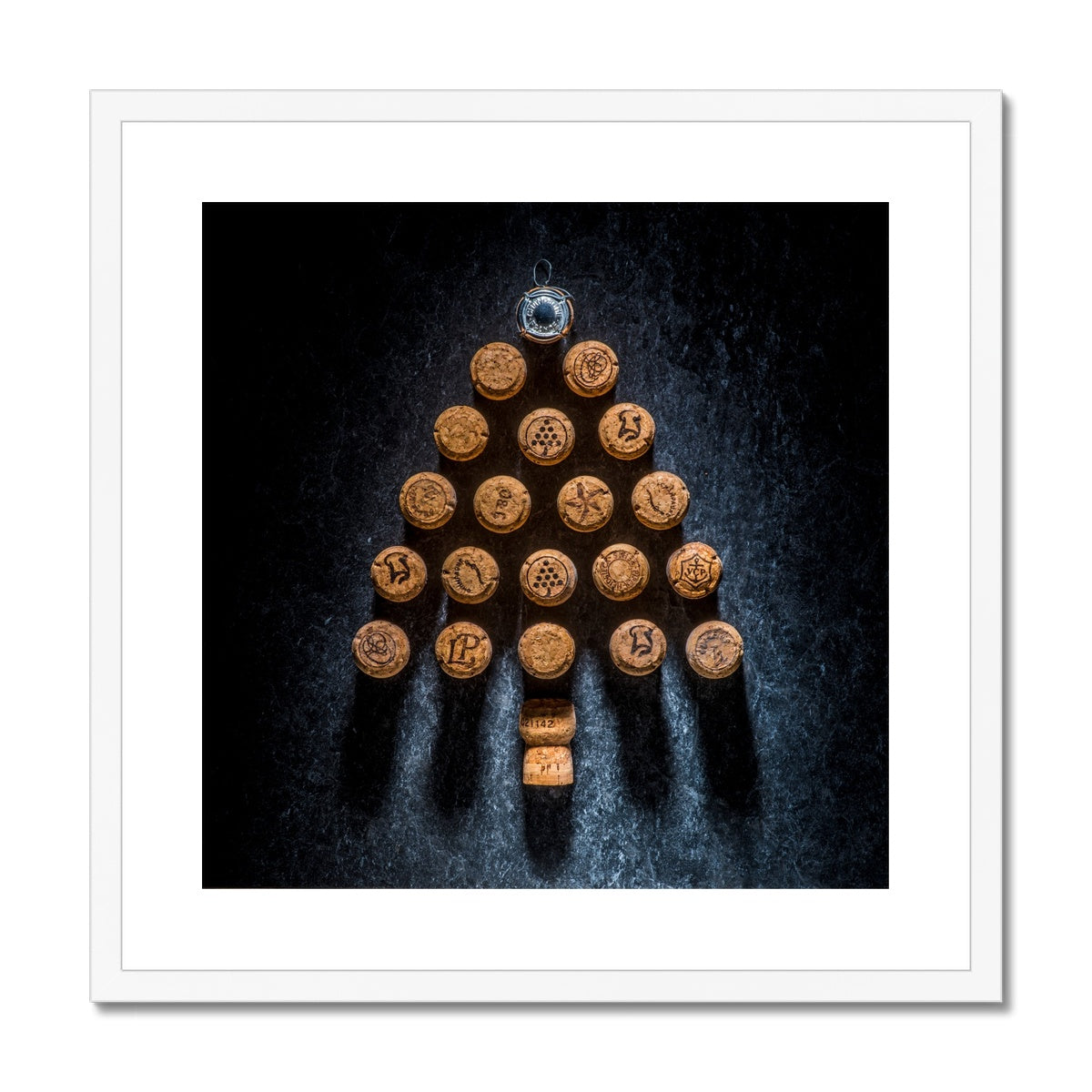 Champagne Corks Christmas Tree Framed & Mounted Print