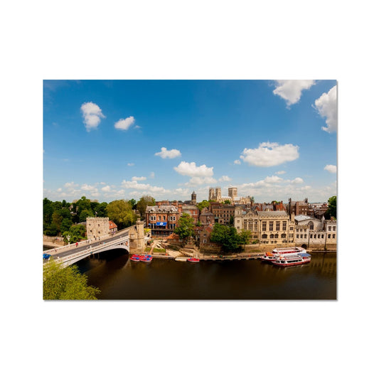 River Ouse in York with Lendal Tower, Lendal Bridge, The Guildhall and York Minster. Fine Art Print