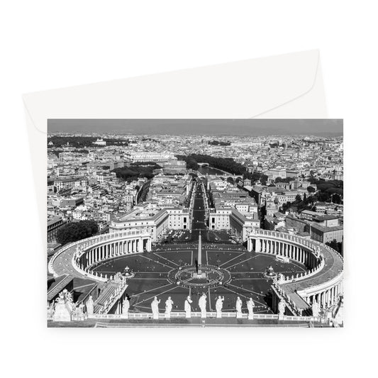 View of St Peter's Square from the dome of St. Peter's Basilica. Vatican City, Rome, Italy. Greeting Card