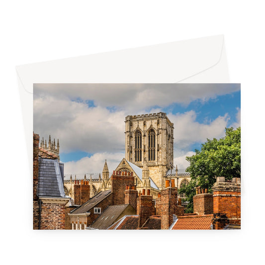 York Minster stands timeless amidst the city's rooftops. York. UK Greeting Card