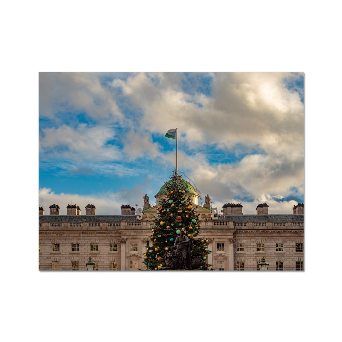 Christmas tree outside Somerset House, London. UK. Fine Art Print