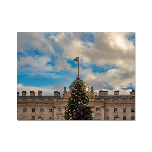 Christmas tree outside Somerset House, London. UK. Fine Art Print