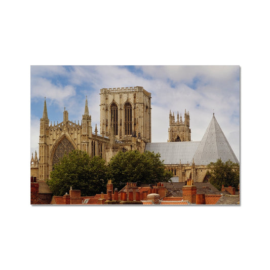 York Minster towering over York's historic rooftops. York. North Yorkshire. UK Fine Art Print