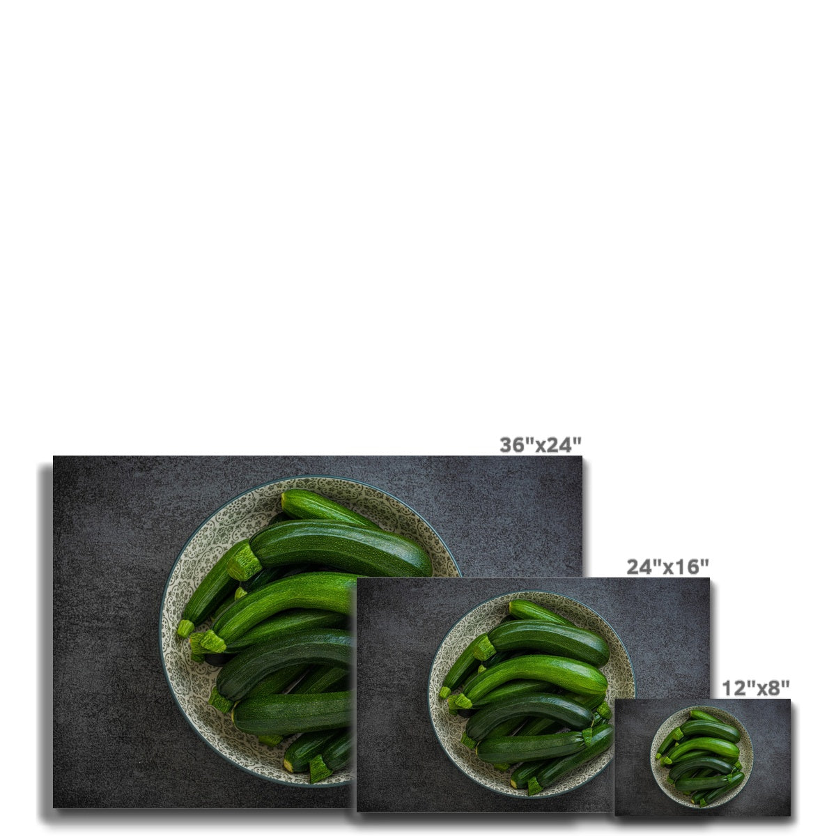 Bowl of green courgettes Canvas