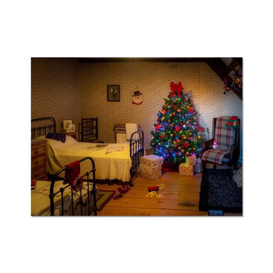 Traditional children's bedroom at Christmas. Fine Art Print