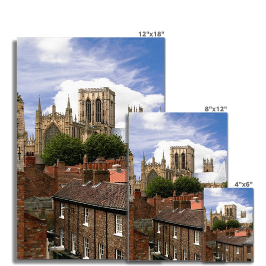 York Minster towering over York's historic rooftops. York. North Yorkshire. UK Fine Art Print