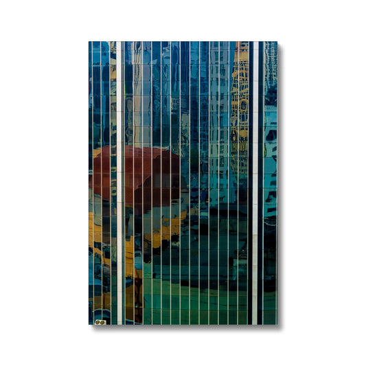 Urban reflections dance across a skyscraper's glazed facade Canvas