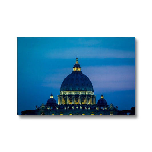 St Peter's Basilica. Vatican City at night, Rome, Italy. Canvas