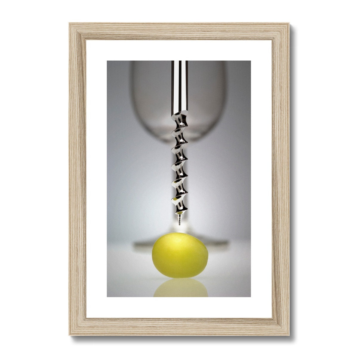 Corkscrew, grape, and wine glass Framed & Mounted Print