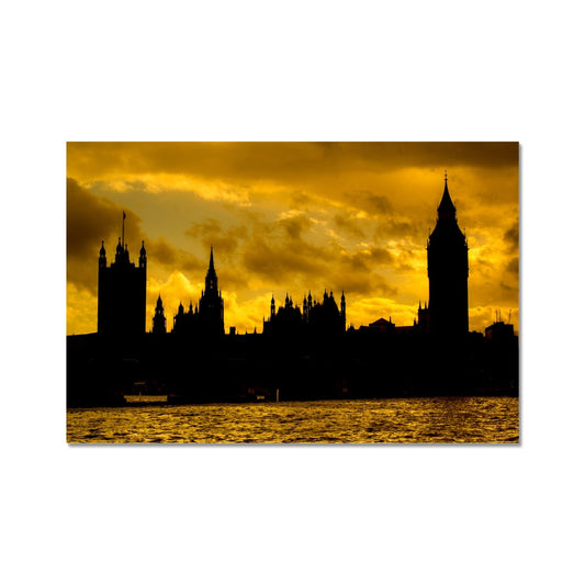 Silhouetted Houses of Parliament, Westminster, London. Fine Art Print