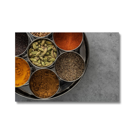 Flat lay of an spice tin (masala dabba)  Canvas