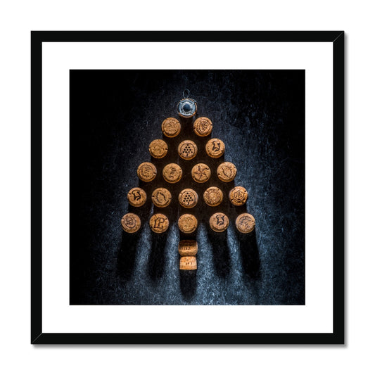 Champagne Corks Christmas Tree Framed & Mounted Print