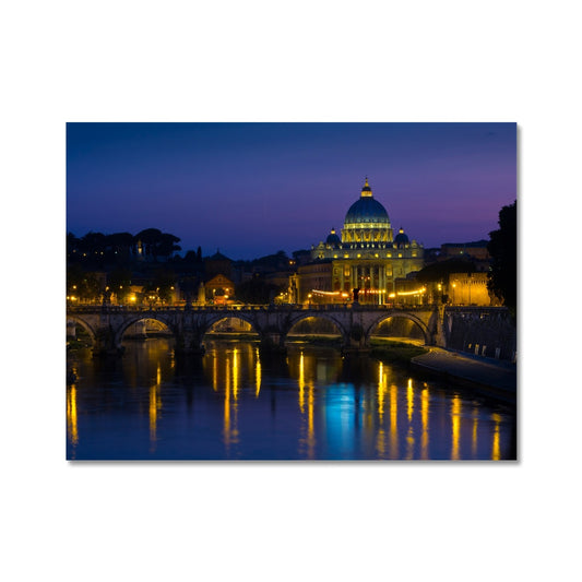 St Peter's Basilica, Vatican City at night, Rome, Italy. Fine Art Print