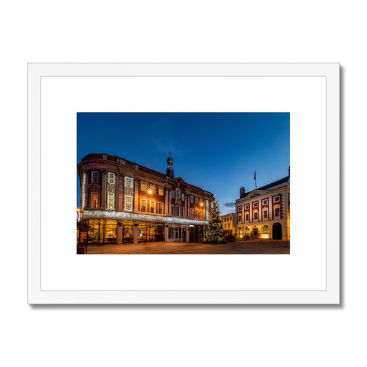 Mansion House Christmas tree and Illuminations in St Helen's Square, York. UK. Framed & Mounted Print