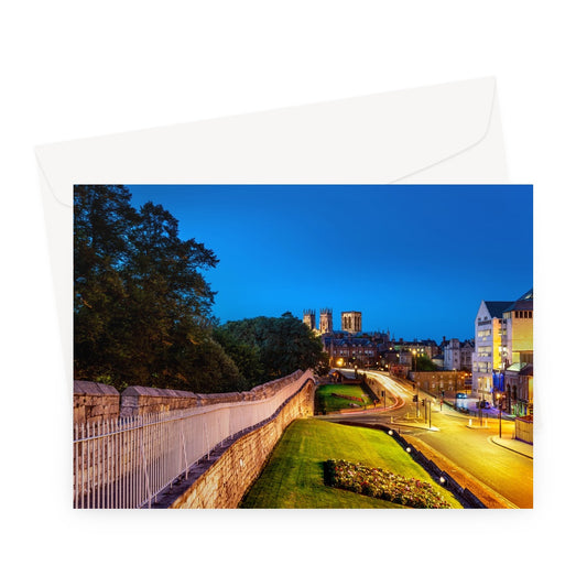 Bar Walls and York Minster at dusk Greeting Card