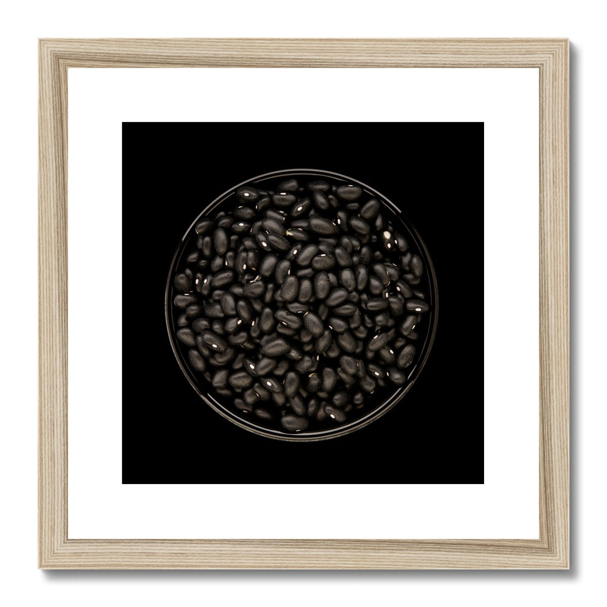 Black beans in black bowl Framed & Mounted Print