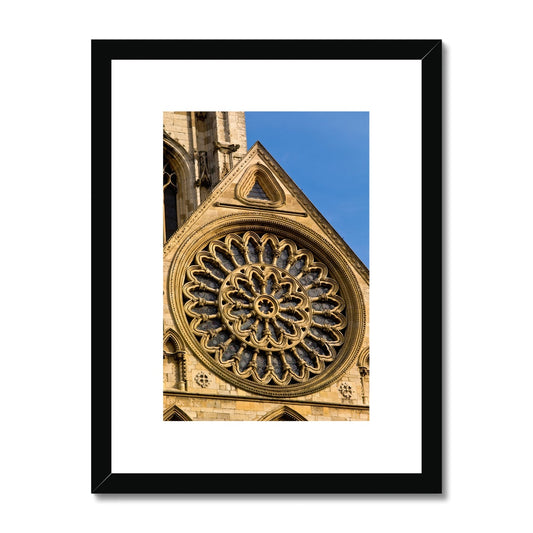 Exterior view of the Rose window of York Minster, York, North Yorkshire,UK. Framed & Mounted Print