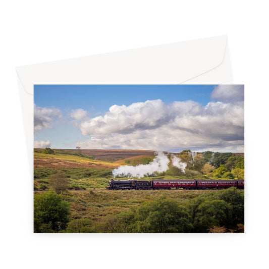 Steam Train: LNER Thompson Class B1 No. 1264  on the North Yorkshire Moors in summer. UK Greeting Card