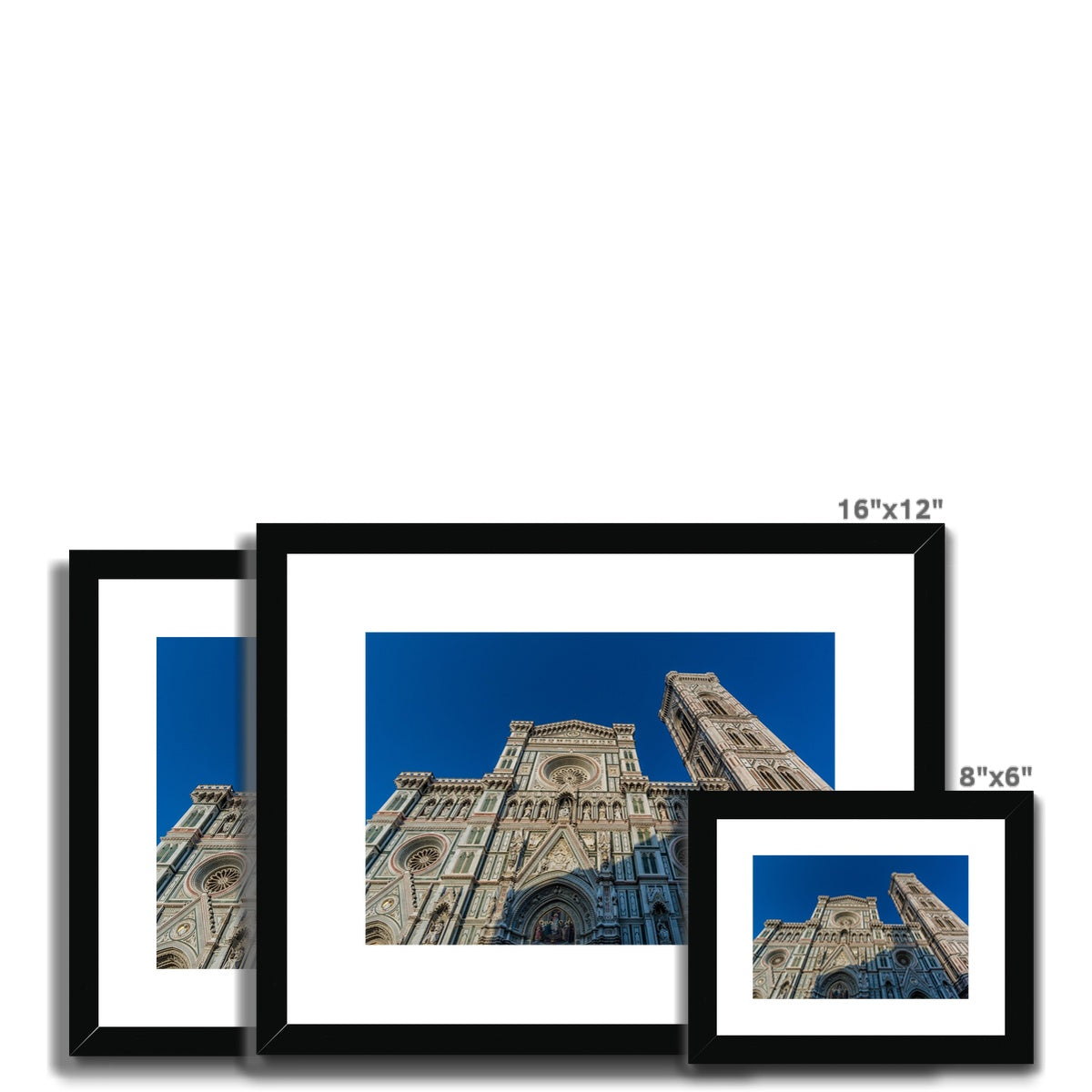 West façade of Florence Cathedral bell tower. Florence, Italy. Framed & Mounted Print