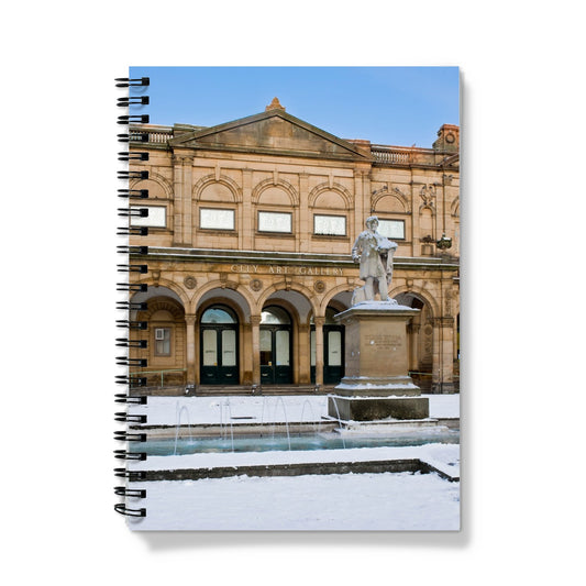 York Art Gallery with William Etty statue in front in the snow. York, North Yorkshire, UK Notebook