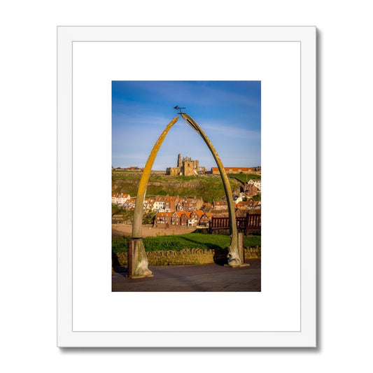 St Mary's Church viewed through the whalebone arch, Whitby, UK. Framed & Mounted Print