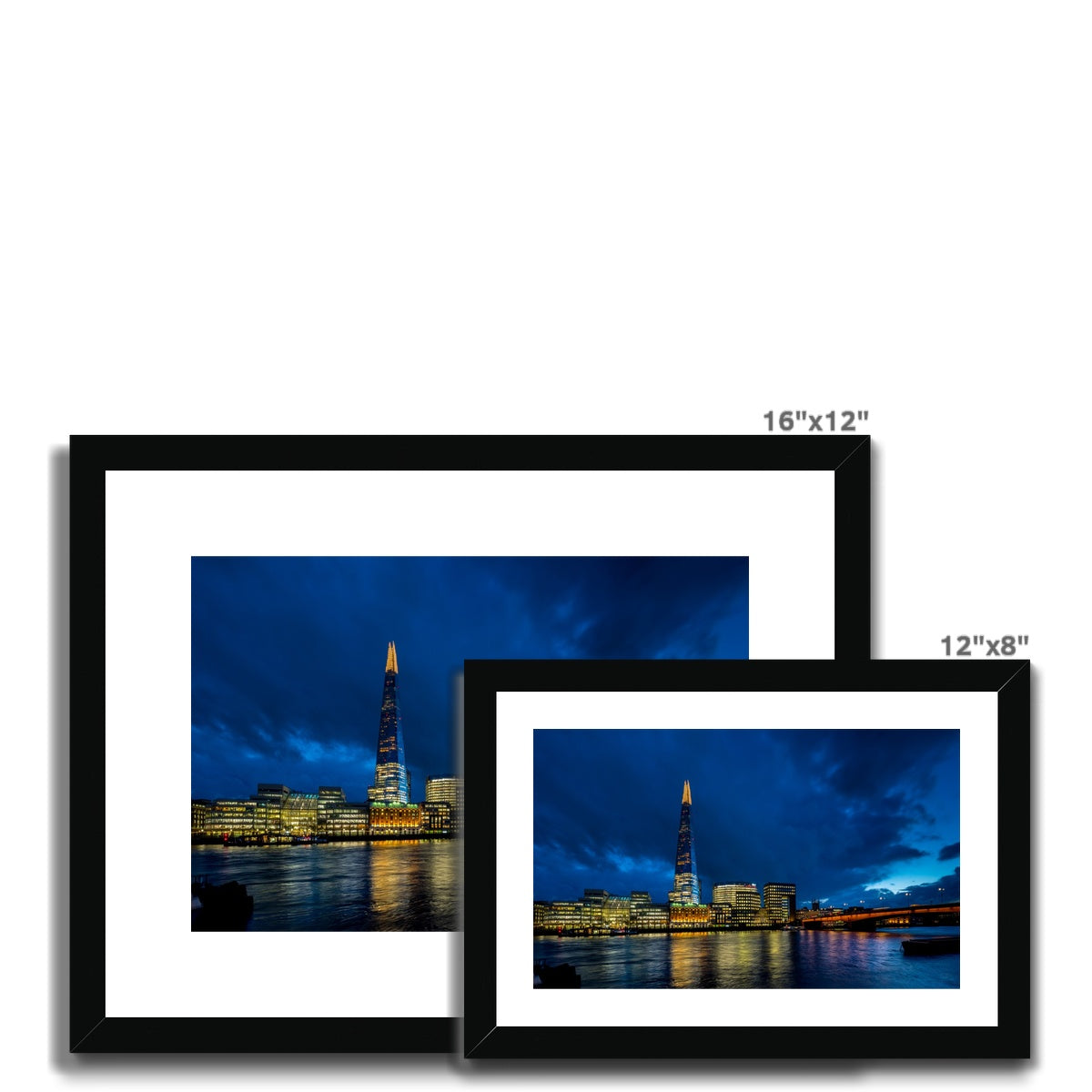 The Shard and river Thames at dusk, London. Framed & Mounted Print