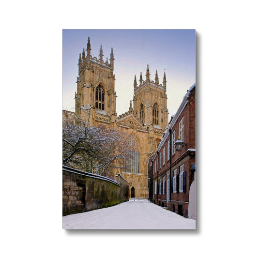 York Minster in the snow seen from Precentors Court. York, UK. Canvas
