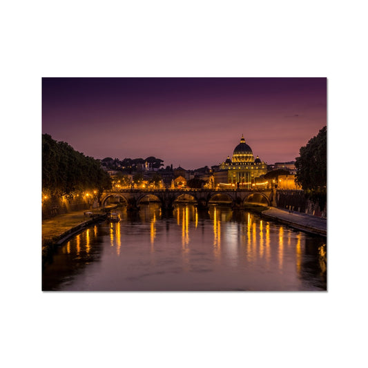 St Peter's Basilica. Vatican City at night. Rome, Italy. Fine Art Print
