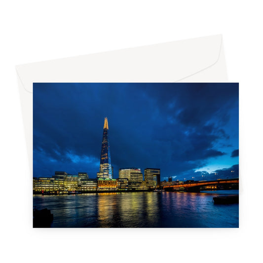 The Shard and river Thames at dusk, London. Greeting Card