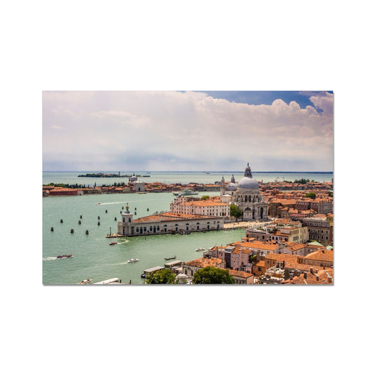 Aerial photograph of Punta della Dogana and church of Santa Maria della Salute, Venice, Italy. Fine Art Print